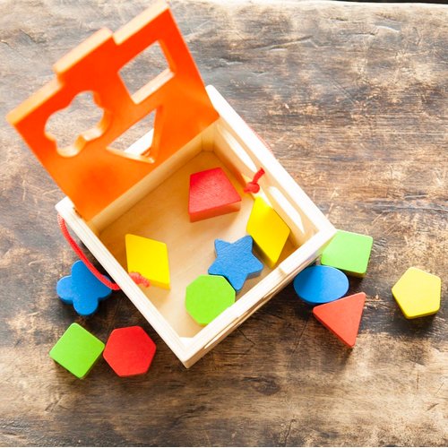 Fat Brain Toys Take-Along Shape Sorter - Wooden Montessori Learning Toy, 12 mos+