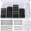 Teenitor 300pcs Hair Pins Bobby Pins Black, 100 Black Bobby Pins 100 Hair Pins for Women and 100 Clear Hair Bands Kit, Black Hair Pins for Buns 2" 2.36" and Black Bobby Pins 2" 2.75"