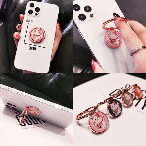 6 Pieces Japanese Pop Lucky Money Cat Phone Finger Ring Stand Gold Cell Phone Grips Swivel Adjustable Desktop Mobile Phone Stand Cute Travel Portable Phone Self-Adhesive Stand Ring Holder