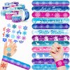 48 Snowflake 24PCS Snowflake Temporary Tattoos Sticker 24PCS Slap Bracelets Perfect for Themed Birthday Baby Showers or Classroom Rewards Ideal Decor and Gifts for Girls and Boys