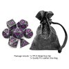 Haxtec Metal DND Dice Set Black Purple Dragon Pattern D&D Dice Set with Leather Dice Bag Metal Polyhedral Dice for Dungeons and Dragons TTRPG Gifts