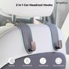 Ompellus Car Headrest Hook, 2 Pack Leather Car Seat Hooks for Purses and Bags, Car Organization Accessories (Black)