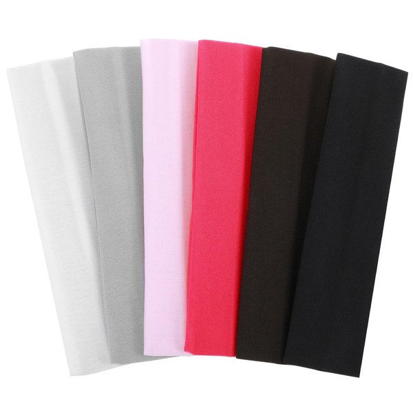 Mabor 6 Pcs Cloth Headbands for Women Pink Hair Bands for Women Non Slip Yoga Elastic Head Bands Sweat Hairbands Cute Hair Wrap Workout Hairbands Girls Accessories for Women