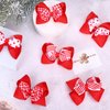 Whaline 6Pcs Red White Uniform Hair Bow Clips Red Plaid Stripe Dot Hair Barrettes Grosgrain Ribbon Alligator Clips for School Hair Accessories Xmas Party, 3 Styles