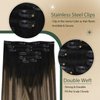 Ugeat Real Hair Etensions Clip In Human Hair Natural Black to Dark Brown Mix Caramel Brown Balayage Invisible Clip In Hair Extensions Human Hair Thick End 20 inch 7pcs 120g(105g Hair+15g Clips)