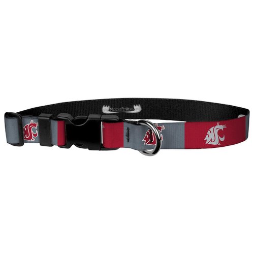Moose Pet Wear Dog Collar – Washington State University Cougars Adjustable Pet Collars, 1"/Medium, Red/Gray Box Logo