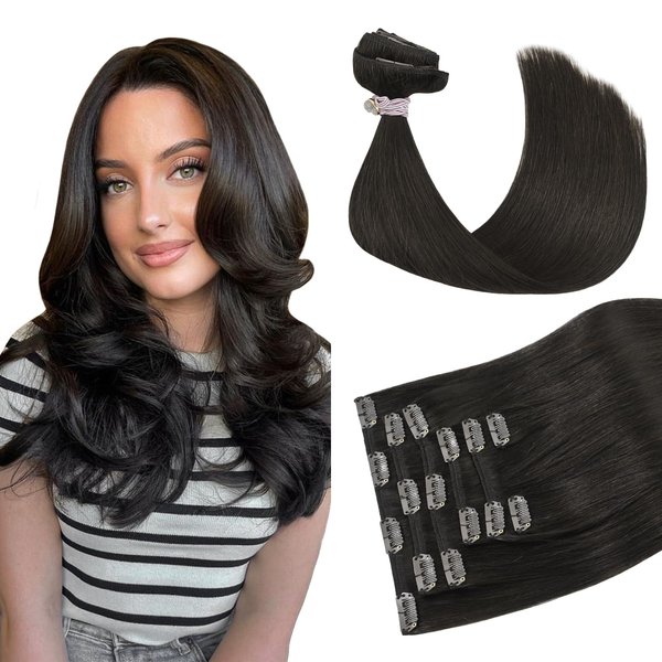 HUAYI Dark Brown Clip in Hair Extensions Real Human Hair 120g Remy Human Hair Clip in Hair Extensions 18 Inches Soft Silky Straight for Fashion Women 7pcs 16clips Brown Hair Extensions