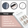 YOSOMMK Press on Nails Medium Almond Fake Nails Glossy Glue on Nails Silver 3D Swirl Acrylic Nails Artificial False Nails with Luxury Designs for Women