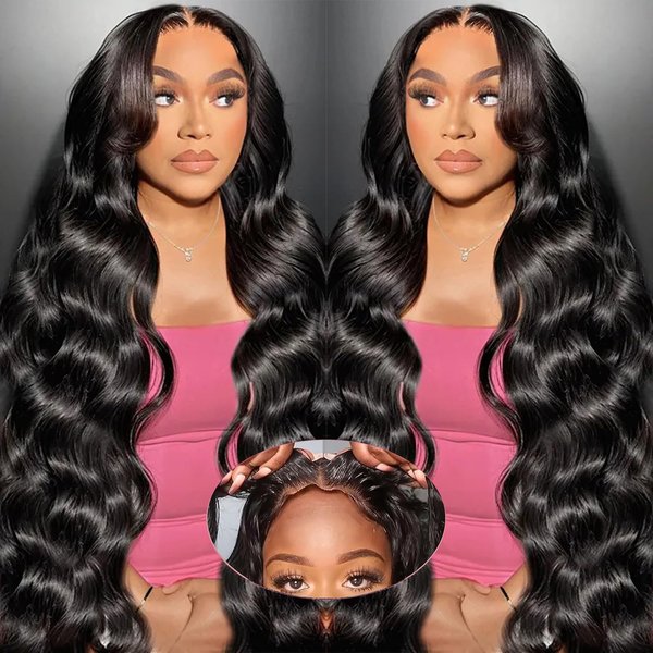 Bestdilin 220% Density Glueless Wigs Human Hair Wear and Go Glueless Wig for Beginner Pre Plucked Pre Cut Lace Front Wigs Body Wave 8x5 HD Lace Closure Wig Human Hair for Black Women 26 inch