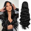 CHRSHN Ponytail Extension, Black Drawstring Ponytail Extension for Women 26 Inch Long Wavy Ponytail Extension Synthetic Clip in Pony Tails Hair Extensions for Women Girls