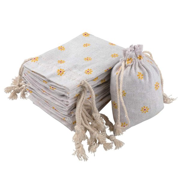 G2PLUS Small Drawstring Gift Bags,20PCS Cotton Burlap Drawstring Pouches Halloween Candy Bags Yellow Daisy Treat Bags Wedding Party Favor Jewelry Pouches for Gift,Holiday,Home Supplies(3.5'' x 4.7'')
