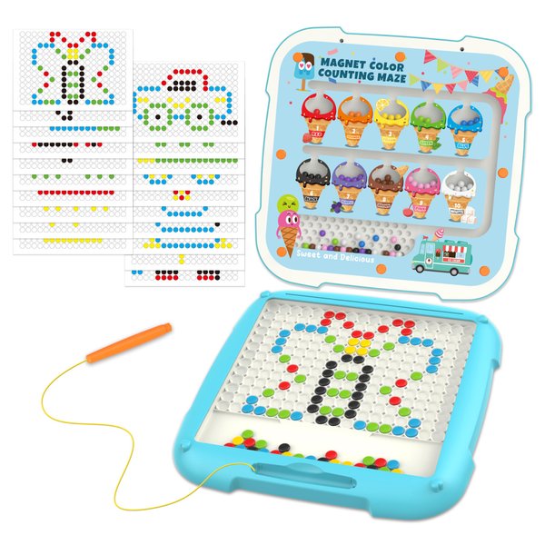 KWYZ 2 in 1 Magnetic Color and Number Maze & Drawing Board, Toddler Toys 2-3 3-5 Montessori Learning Toys for Toddlers 2-4 Years, 2 Uses Color Matching Counting Toddler Activities
