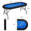 DC DICLASSE Foldable Poker Table, Card Table w/Cup Holder,Casino Leisure Table Texas Hold 'Em Poker Table for Blackjack Board Game,Blue Speed Felt,No Assembly Required(Baccarat)