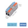 20 PCS Lever Wire Connectors, Hand Protecting 2 Conductors Electrical Connectors for AWG 24-12 Wires, Reusable Push-in Wire Connectors