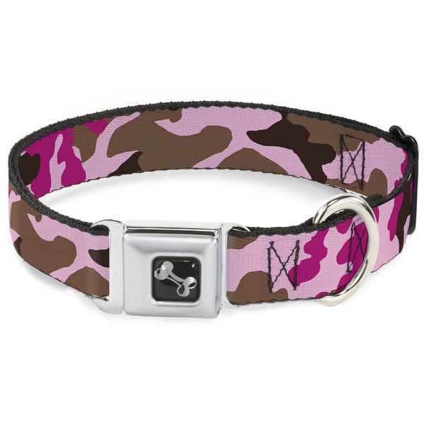 Buckle-Down Seatbelt Buckle Dog Collar - Camo Pink - 1" Wide - Fits 9-15" Neck - Small