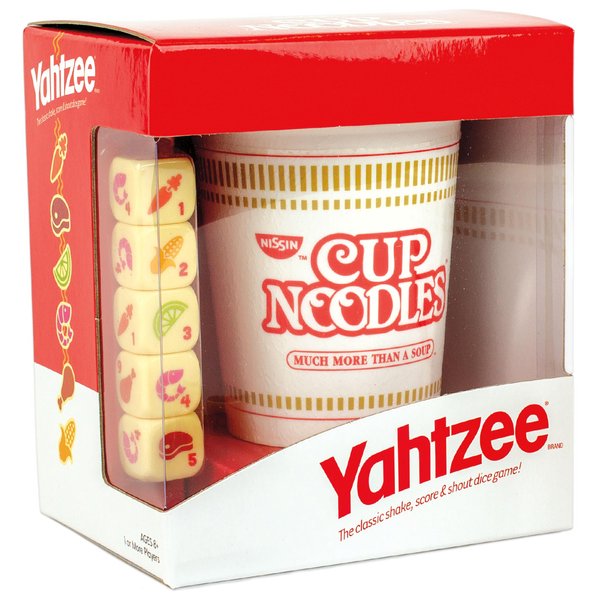 USAOPOLY YAHTZEE Cup Noodles | Collectible Yahtzee Game Made to Look Like Iconic Ramen Meal with Custom Dice | Travel Yahtzee Game & Dice Game