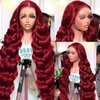 Body Wave 99j Burgundy Lace Front Wigs Human Hair 13x4 HD Transparent Frontal Wigs Pre Plucked with Baby Hair 180 Density Wine Red Colored Wigs for Women 28inch