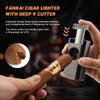 FANKAI Cigar Lighter, Torch Lighter with Deep Cigar Cutter V Cut up to 60G,Cigar Accessories Cigar Holder, Lighters for Smoking with Triple Jet Flame, Refillable Butane Lighter, Cigar Gift for Men