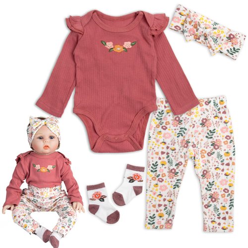 Reborn Baby Doll Clothes Red Outfits Accessories for 17-22 Inch Rewborn Dolls Clothes Baby Doll Clothing