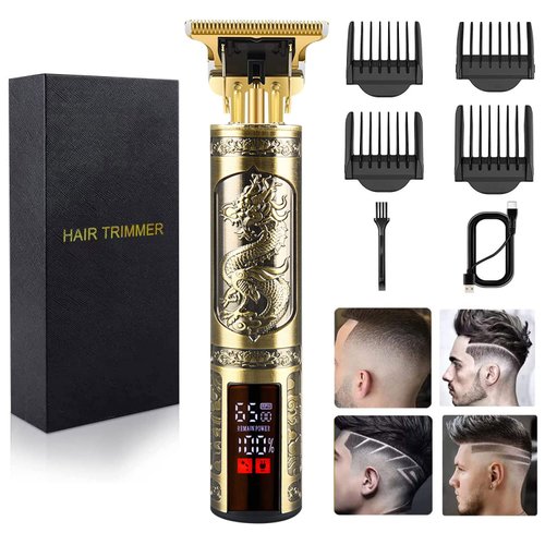 Hilandkom Hair Clippers for Mens Cordless Hair Trimmer T-Blade Trimmer Professional Haircut & Grooming Kit Rechargeable Edgers Clippers Hair Trimmer Shaver Cutting Kit with LCD Display (Led-Dragon)
