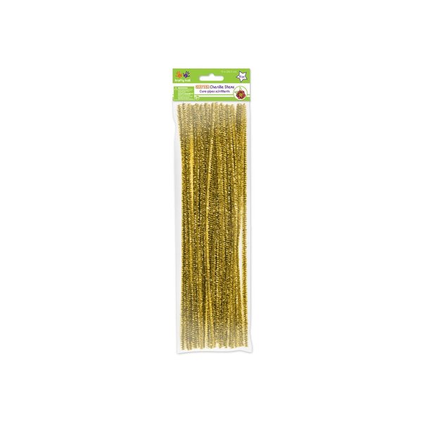 Krafty Kids GC025B, Tinsel Chenille Stems, Glitter Pipe Cleaners, 6mm by 12in, Gold, 35-Piece, 1/4" x 12" X