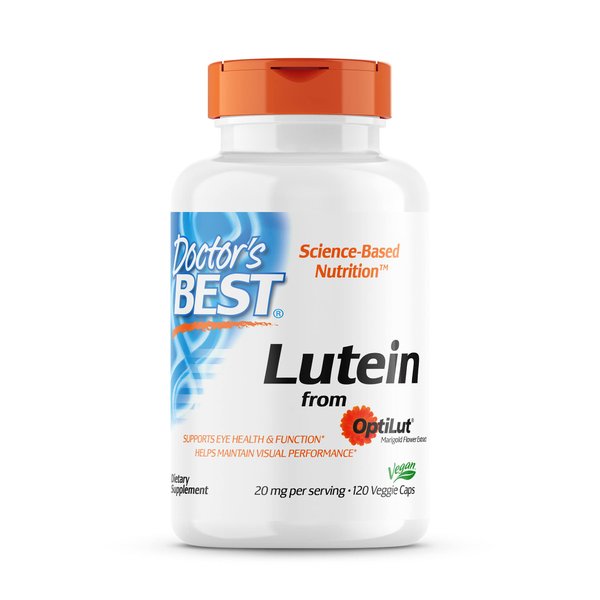 Doctor's Best Lutein with OptiLut Non-GMO, Vegan, Gluten Free, Soy Free, Eye Health, 20 mg, 120 Veggie Caps