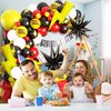 120 Pcs Red Black Yellow balloon garland Arch Kit, Lightning Print Balloons for Cartoon Ball Themed Birthday Party Decorations Boys Girls Gatherings Party Supplies