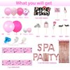 Spa Party Decorations Make Up Cake Cupcake Topper Balloons Arch Kit Pink Tablecloth Fringe Curtains for Girls Spa Party/MakeUp/Salon Theme Birthday Party Supplies Decorations