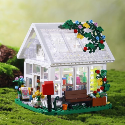 597PCS Sunshine Flower House Building Blocks with LED Light,Plants Garden Architecture Toys(Compatible with Lego Flowers Houses),Creative Ideals Botancial Display Decoration,Good Toys for 6+Years