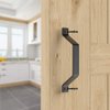 WINSOON Simple Sliding Barn Door Handle, Comfortable Handy Touch Gate Handle Pull Set, Premium Black Carbon Stainless Steel Body, Snugly Fits 7-3/4" Hole Spaces Wood Doors, Replace Old Pull Handles