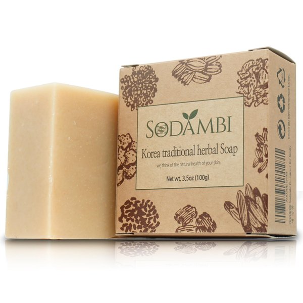 sodambi Natural Bar Soap – Handmade Body Soap with Traditional Korean Herbs – All Natural Plant Based Ingredients – Moisturizing Soap Bar with Coconut Oil, Shea Butter, Natural Essential Oils