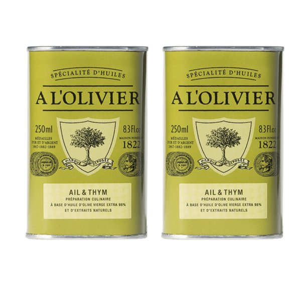 A L'Olivier Olive Oil Infused with Garlic and Thyme, 8.3-Ounce Tins (Pack of 2)