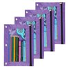 SdeFe Binder Fabric Pencil Pouch 3-Ring Binder Pencil Case Bag with Zipper 4 Pack (purple)