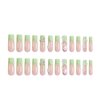 Green Press on Nails Long Square Fake Nails French Tip Glue on Nails Pink Flower False Nails with Bow Pearl Heart Design Full Cover Acrylic Nails Summer Artificial Stick on Nails for Women 24Pcs