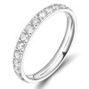 TIGRADE 3mm Women Titanium Engagement Ring Cubic Zirconia Eternity Wedding Band Size 3 to 13.5(Silver, 7)