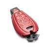 Vitodeco Genuine Leather Smart Key Fob Case Cover Protector with Leather Key Chain Compatible for 2013 - 2020 Dodge Grand Caravan (7-Button, Red)