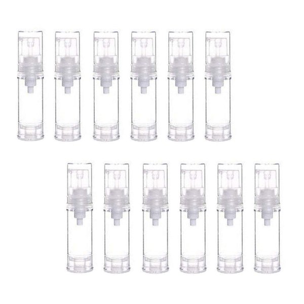 12Pcs Clear Plastic Airless Vacuum Pump Bottle Empty Refillable Cosmetic Makeup Sample Packing Cream Lotion Toiletries Liquid Storage Containers Vial Pots Perfect For Travel(5ml/0.17oz)