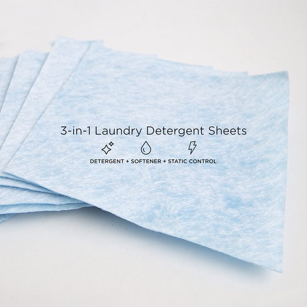 WashEZE Laundry Detergent Sheets 40 Loads Light Scent Includes Detergent Fabric Softener Stain Lifter and Static Guard All in One Laundry Detergent Solution