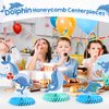 HoiSumma 9 Pcs Dolphin Party Decorations Honeycomb Centerpieces Blue Under the Sea Ocean Animal Coral Themed 3D Table Toppers Decor Cute Underwater Party Supplies for Kids Birthday Baby Shower
