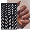 Silver Glitter Nail Art Stickers 3D French Tip Self-Adhesive Line Stripe Nail Decals Heart Star Butterfly Designs Nail Sticker for Nail Art Supplies Decoration for Women 8 Sheet