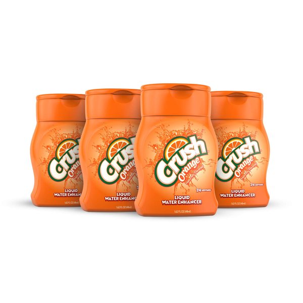 Crush, Orange, Liquid Water Enhancer – New, Better Taste! (4 Bottles, Makes 96 Flavored Water Drinks) – Sugar Free, Zero Calorie