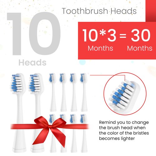 Replacements Toothbrush Heads for Waterpik Complete Care 5.0/9.0 (WP-861/CC-01), STRB-5WW, Pack of 5, White