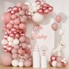 147pcs Boho Dusty Pink Balloon Garland Arch Kit, Dusty Rose Blush Pink Sand White Balloons for Wedding Bridal Birthday Girl Boho Baby Shower Party Decorations