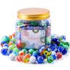 Shindel 125PCS Glass Marbles Bulk, Round Glass Beads with Marble Jar Assorted Style Kid Marbles Game Marble Run Vase Fillers