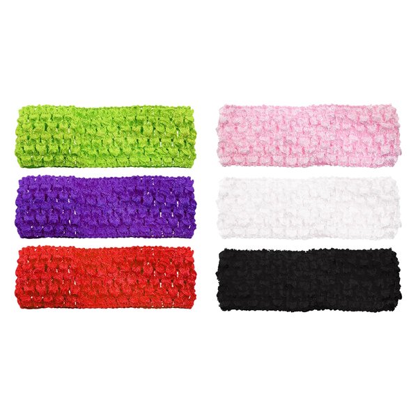 PPhtony 80s Crochet Headbands 6Pcs Colorful Retro Stretch Knitted Hair Bands Accessories for Women Girls Teens Halloween Dress Up Party Costume (Mixed Color)