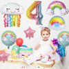 4th Birthday Decorations Girl, 8 Pcs 4 Balloons Birthday Foil Balloons with Rainbow Pink Star Pastel Round Balloons, Number 4 for Girls Birthday Party Baby Shower Supplies