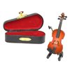 Wooden Miniature Violin with Stand, Bow and Case, Mini Musical Instrument, Dollhouse Model Miniature Home Decoration (3.15")