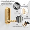 Folding Wall Hooks, 2 Pack Gold Wall Hooks for Hanging, Folding Invisible Hook with Screws, Metal Foldable Hook for Bathroom, Kitchen, Bedroom #Gold