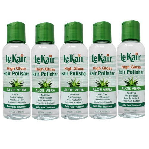 LeKair High Gloss Hair Polisher with Aloe Vera, Anti Frizz, Anti Breakage, Heat Protectant, Smooths & Protects Daily Hair Treatment 4 fl. Oz - 5 Pack