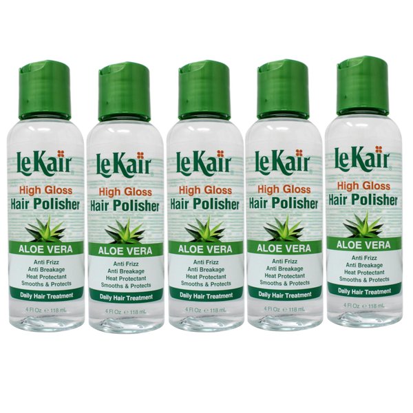 LeKair High Gloss Hair Polisher with Aloe Vera, Anti Frizz, Anti Breakage, Heat Protectant, Smooths & Protects Daily Hair Treatment 4 fl. Oz - 5 Pack